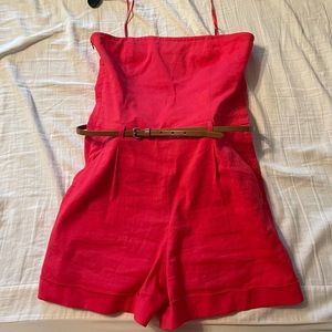 Theory Coral Linen Romper